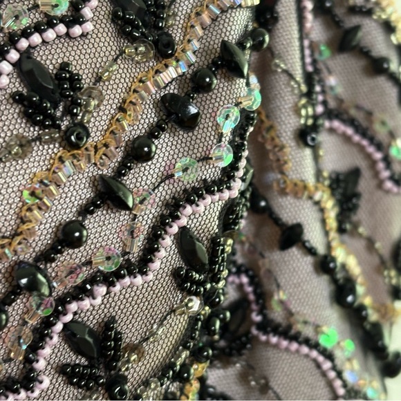 SUE WONG Nocturne Sheer Mesh Sequins Lace Embroidery Retro Vintage Dress 6 - Picture 10 of 17